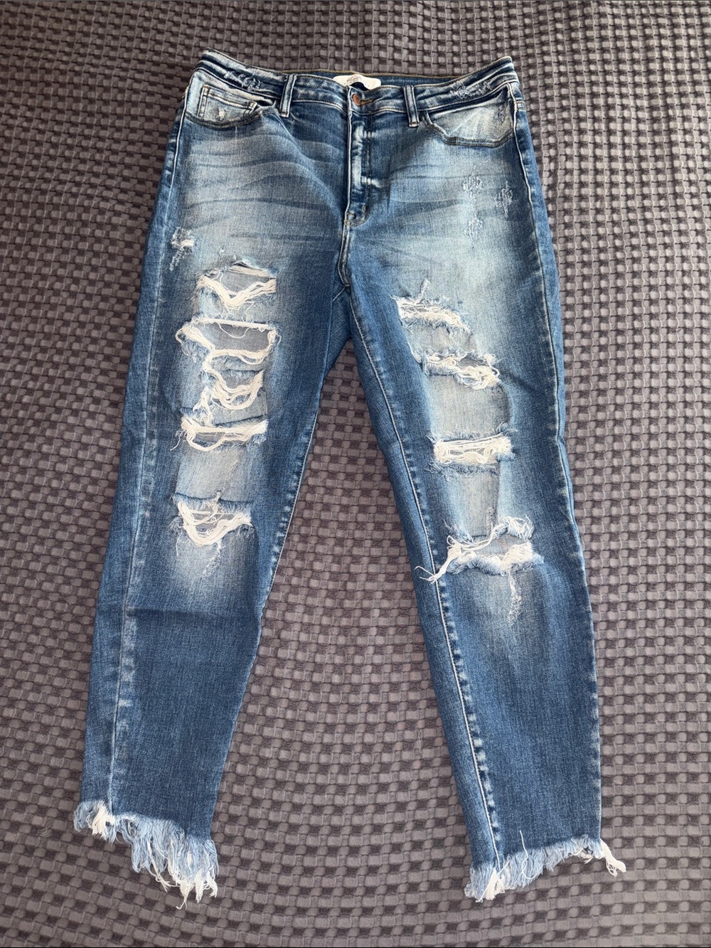 Kancan Distressed Light Blue Ripped Skinny Jeans
